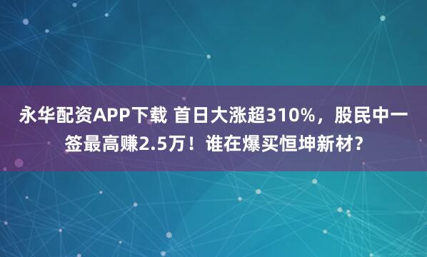 永华配资APP下载 首日大涨超310%,股民中一签最高赚2.5万!谁在爆买恒坤新材?