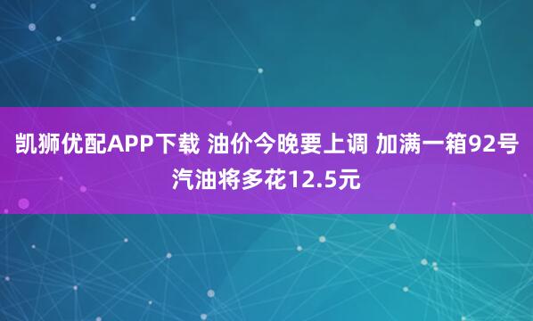 凯狮优配APP下载 油价今晚要上调 加满一箱92号汽油将多花12.5元